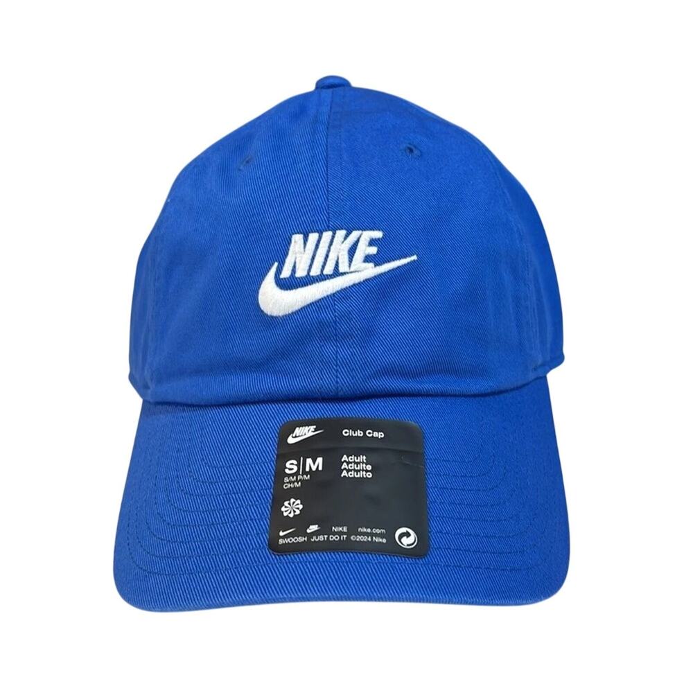 Nike Club Cap‎ Blue Adult Adjustable Strap Embroidered Swoosh Men's S/M NWT